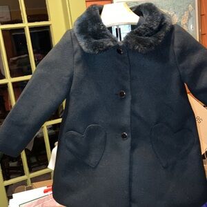 Gymboree Elegant Black Faux Fur Collar Holiday Jacket